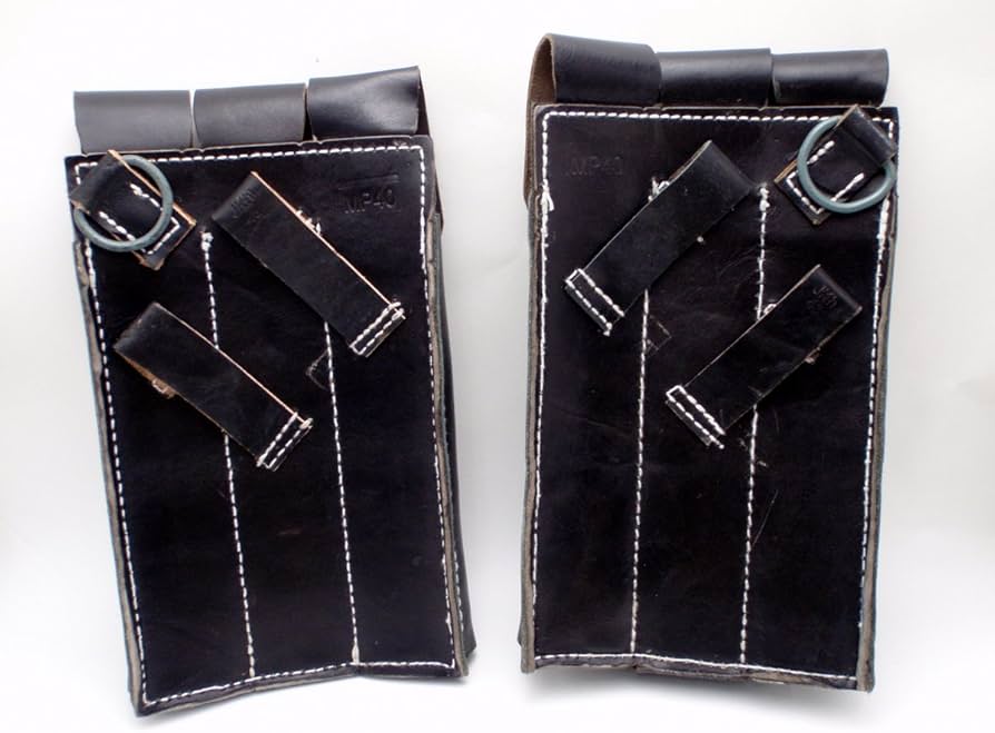 Amazon | ドイツ軍 シュマイザー MP40 マガジンポーチ 左右セット 本革